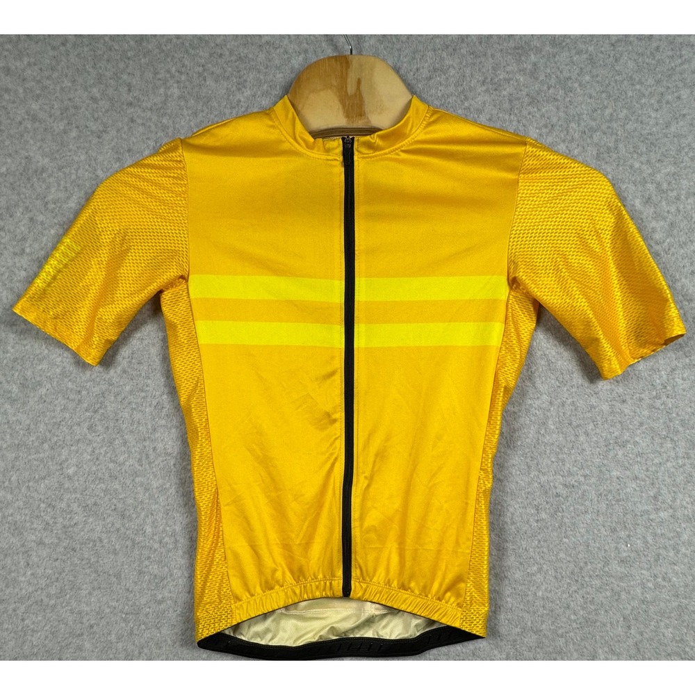 Fualrny Cycling Jersey Mens Large Yellow Short Sleeve Full Zip Striped